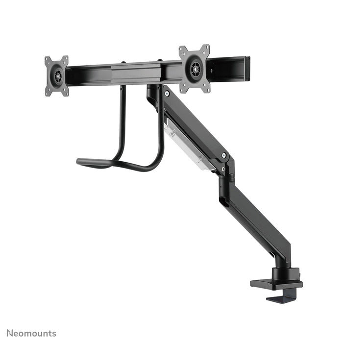 Neomounts NM-D775DX noir est un support de bureau à vérin à gaz avec barre transversale et levier pour écrans plats jusqu'à 32 pouces (81 cm).