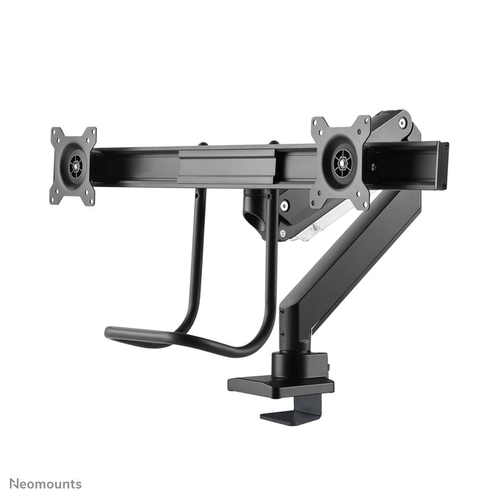 Neomounts NM-D775DX noir est un support de bureau à vérin à gaz avec barre transversale et levier pour écrans plats jusqu'à 32 pouces (81 cm).