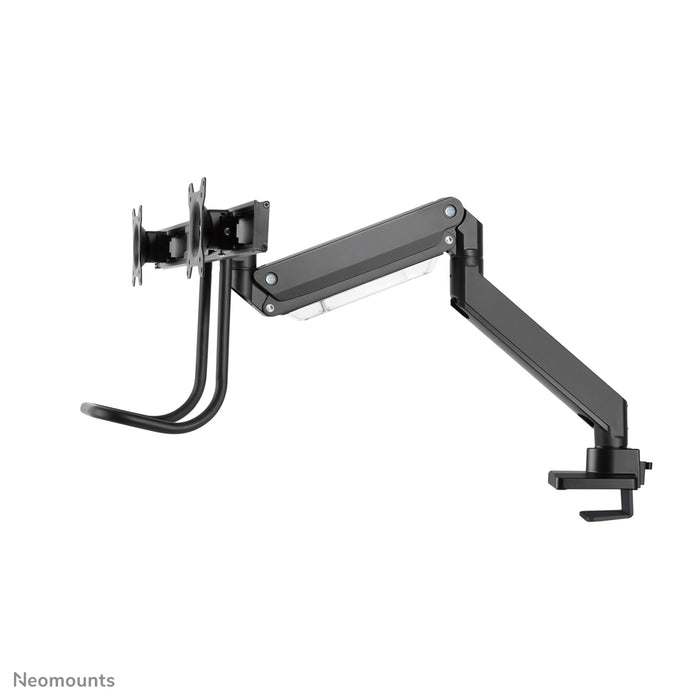 Neomounts NM-D775DX noir est un support de bureau à vérin à gaz avec barre transversale et levier pour écrans plats jusqu'à 32 pouces (81 cm).
