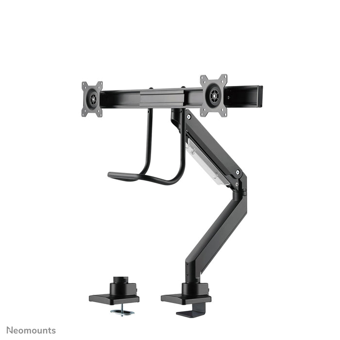 Neomounts NM-D775DX noir est un support de bureau à vérin à gaz avec barre transversale et levier pour écrans plats jusqu'à 32 pouces (81 cm).