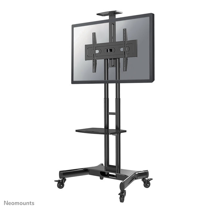 Neomounts NM-M1700 noir est un meuble mobile pour écrans plats jusqu'à 75 pouces (191 cm). Plateau pour ordinateur portable inclus - Noir