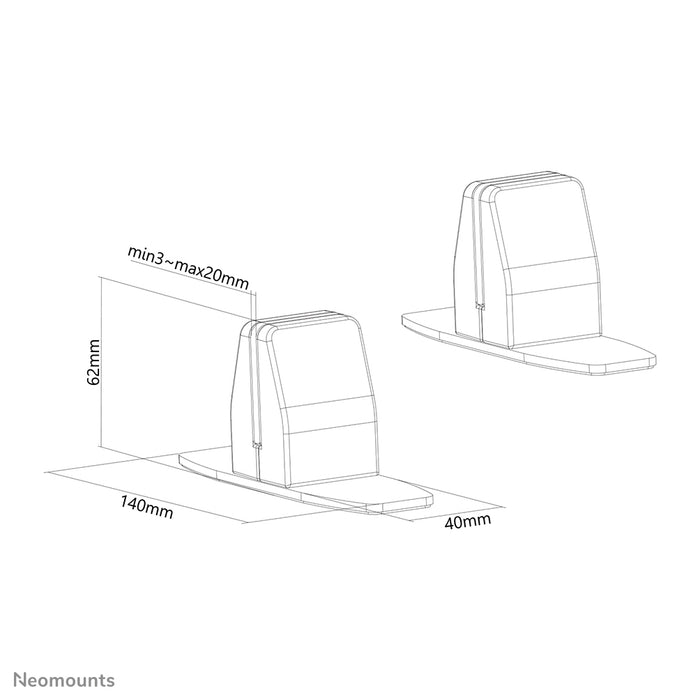 Ensemble de pinces de bureau Neomounts avec pied de table - Noir