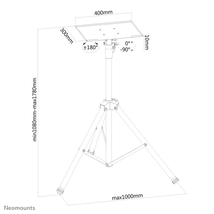 Support Neomounts pour ordinateurs portables jusqu'à 17 pouces (43 cm), projecteurs et écrans jusqu'à 32 pouces (81 cm), réglable en hauteur - Noir