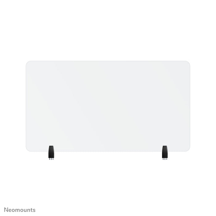 Neomounts NS-GLSPROTECT120 est un écran en verre durable de 120 cm offrant une protection de distance sur le lieu de travail - Verre trempé, transparent, 100 % recyclable