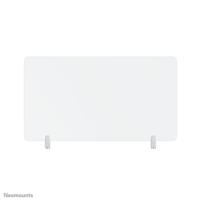 Neomounts NS-GLSPROTECT120 est un écran en verre durable de 120 cm offrant une protection de distance sur le lieu de travail - Verre trempé, transparent, 100 % recyclable