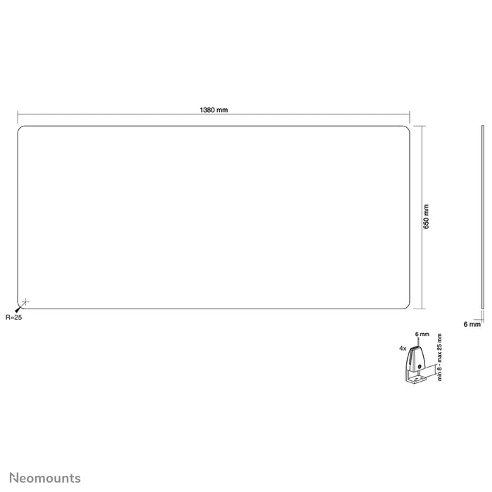 Neomounts NS-GLSPROTECT140 est un écran en verre durable de 138 cm offrant une protection contre la distance sur le lieu de travail - Verre trempé, transparent, 100 % recyclable