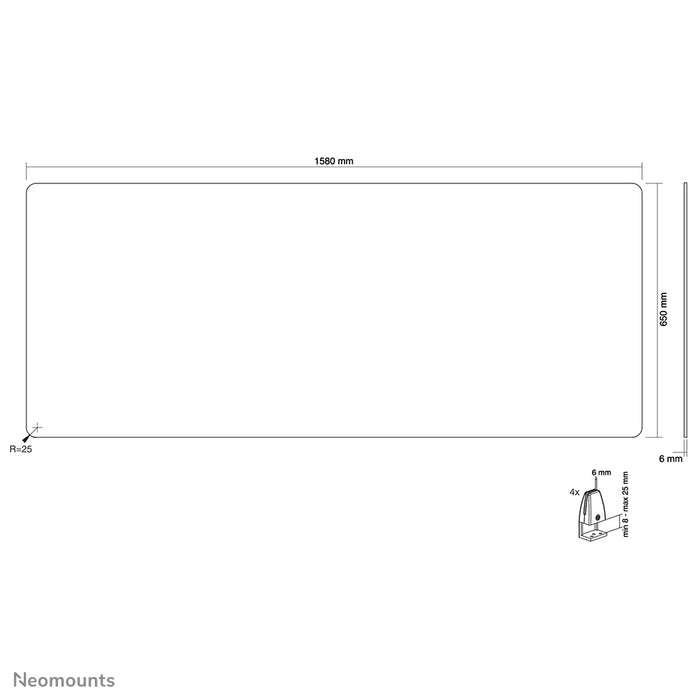Neomounts NS-GLSPROTECT160 est un écran en verre durable de 158 cm offrant une protection contre la distance sur le lieu de travail - Verre trempé, transparent, 100 % recyclable