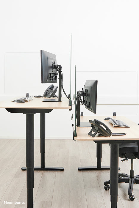 Neomounts NS-GLSPROTECT100 est un écran en verre durable de 100 cm offrant une protection contre la distance sur le lieu de travail - Verre trempé, transparent, 100 % recyclable
