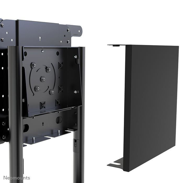 Neomounts NS-M1250 noir est un meuble mobile pour écrans plats jusqu'à 70 pouces (178 cm). Incl. plateau pour ordinateur portable - Noir