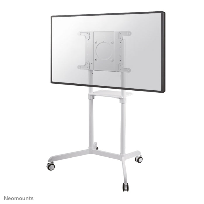 Neomounts NS-M1250 blanc est un meuble mobile pour écrans plats jusqu'à 70 pouces (178 cm). Incl. plateau pour ordinateur portable - Blanc