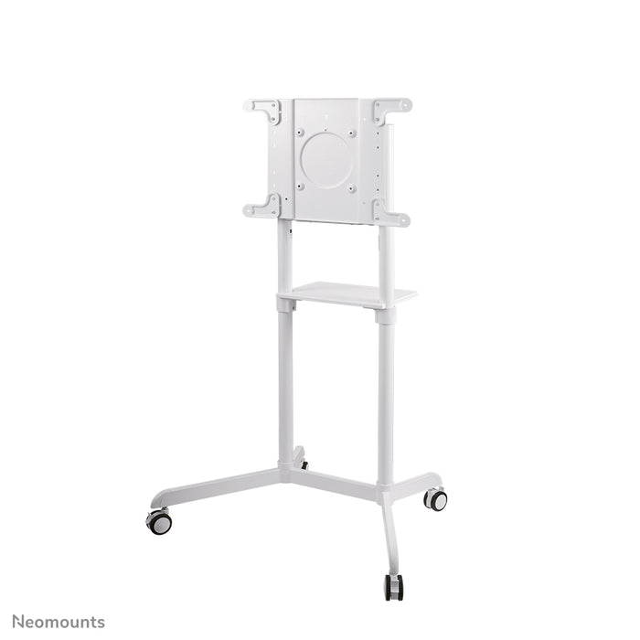 Neomounts NS-M1250 blanc est un meuble mobile pour écrans plats jusqu'à 70 pouces (178 cm). Incl. plateau pour ordinateur portable - Blanc