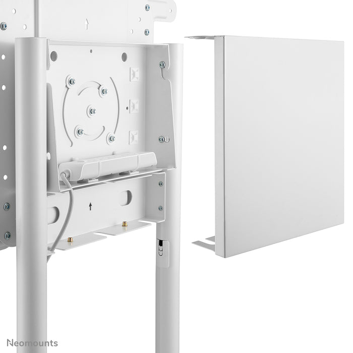 Neomounts NS-M1250 blanc est un meuble mobile pour écrans plats jusqu'à 70 pouces (178 cm). Incl. plateau pour ordinateur portable - Blanc
