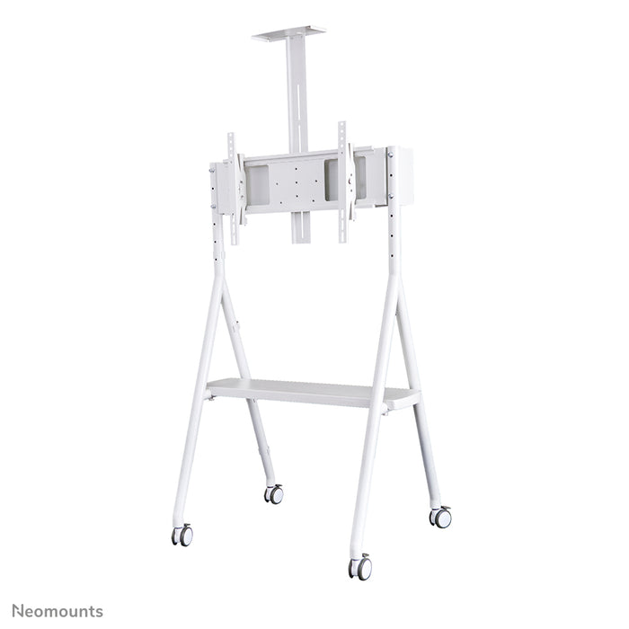 Neomounts NS-M1500 blanc est un meuble mobile pour écrans plats jusqu'à 65 pouces (165 cm). Incl. plateau pour ordinateur portable - Blanc