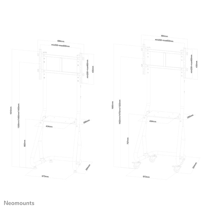 Neomounts NS-M3600black est un meuble mobile pour écrans plats jusqu'à 80 pouces (203 cm).