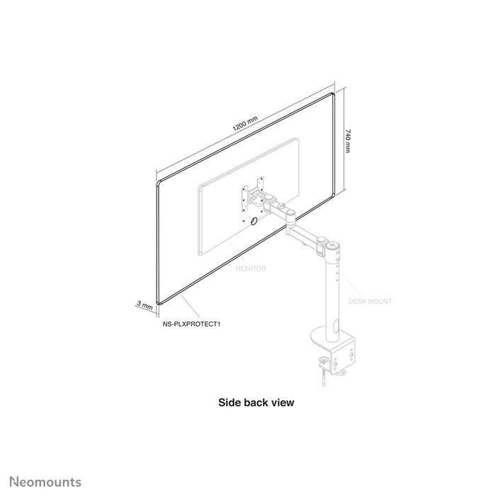 Neomounts NS-PLXPROTECT1 est un écran transparent pour 1 écran plat et offre une protection de distance sur le lieu de travail - Acrylique transparent, 100 % recyclable | PLXPROTECT est enregistré en tant que brevet de design de l'UE |