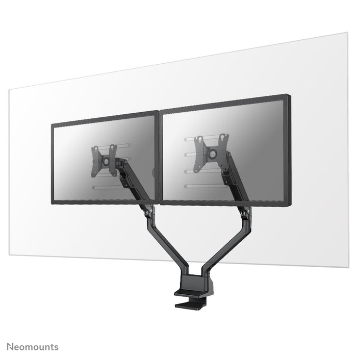 Neomounts NS-PLXPROTECT2 est un écran transparent pour 2 écrans plats et offre une protection contre la distance sur le lieu de travail - Acrylique transparent, 100 % recyclable | PLXPROTECT est enregistré en tant que brevet de design de l'UE |