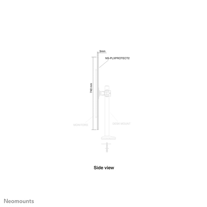 Neomounts NS-PLXPROTECT2 est un écran transparent pour 2 écrans plats et offre une protection contre la distance sur le lieu de travail - Acrylique transparent, 100 % recyclable | PLXPROTECT est enregistré en tant que brevet de design de l'UE |