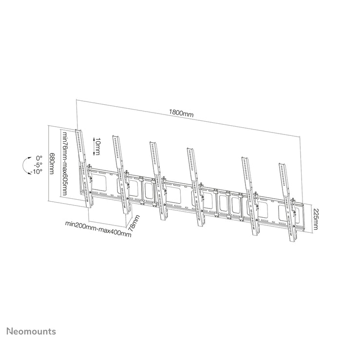 Neomounts NS-WMB300P noir est un support mural pour tableau de menu pour le montage vertical d'écrans jusqu'à 52 pouces (132 cm).
