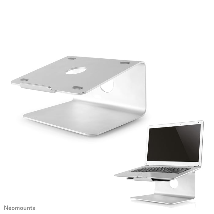 Neomounts NSLS050 est un support de bureau pivotant à 360 degrés pour un ordinateur portable.