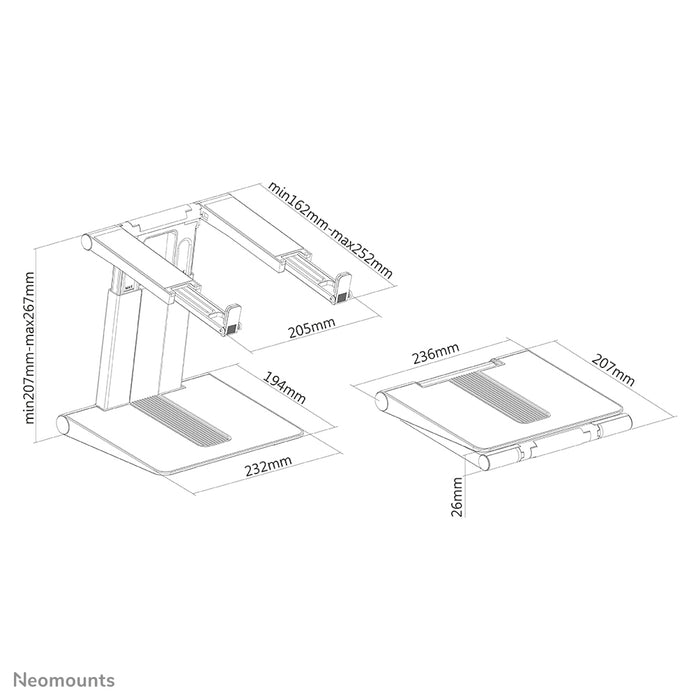 Support pliable pour ordinateur portable Neomounts - Argent/ noir