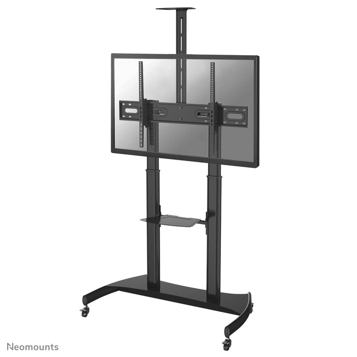 Neomounts PLASMA-M1950E est un meuble mobile pour écrans plats jusqu'à 100 pouces (254 cm). Incl. plateau pour ordinateur portable.