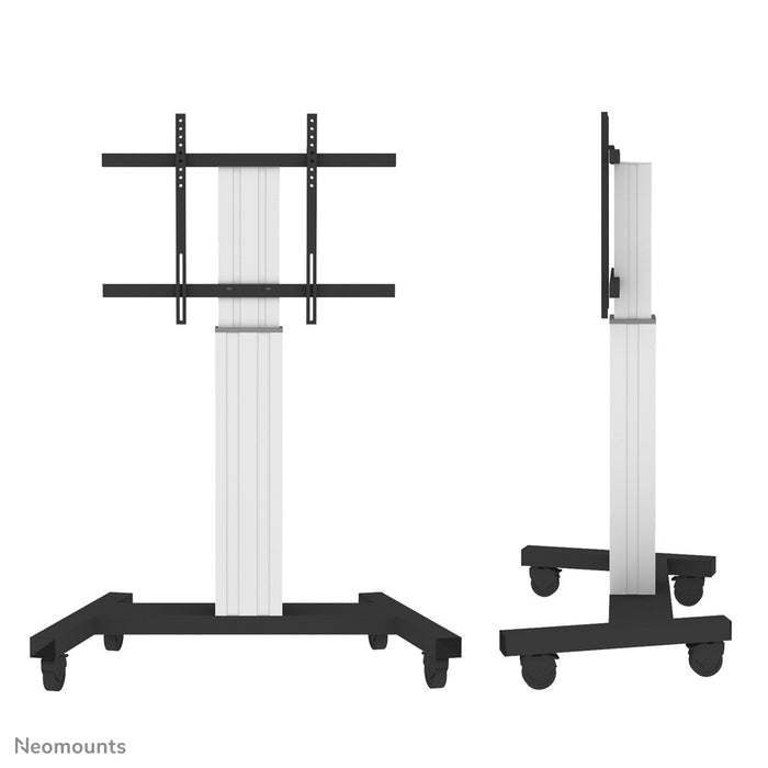 Neomounts PLASMA-M2250 argent est un chariot électrique réglable en hauteur pour écrans plats jusqu'à 100 pouces.