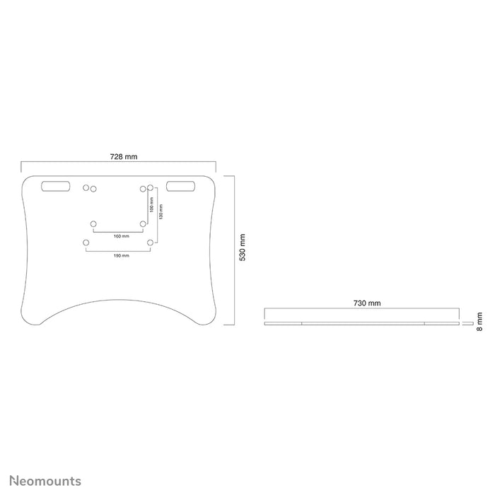 Neomounts PLASMA-M2500FPLATE est une plaque de sol pour la série 2250 et 2500 de chariots et supports au sol réglables en hauteur électriquement.