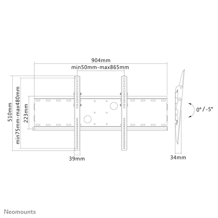 Neomounts PLASMA-W100 noir est un support mural plat pour écrans plats jusqu'à 85 pouces (216 cm).