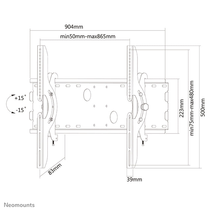 Neomounts PLASMA-W200 noir est un support mural inclinable pour écrans plats jusqu'à 85 pouces (216 cm).