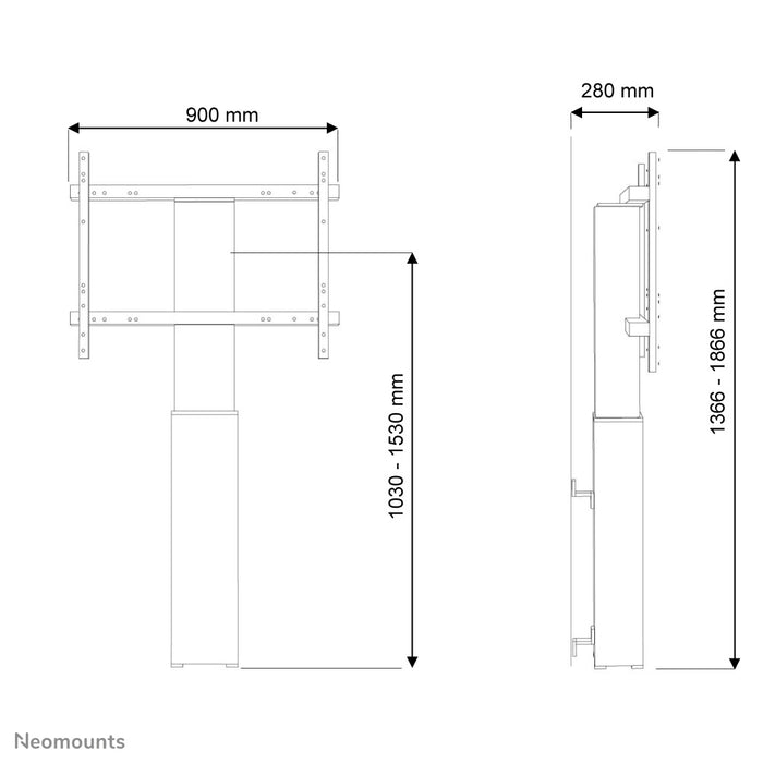 Neomounts PLASMA-W2250 argent est un support mural motorisé pour écrans jusqu'à 100 pouces.