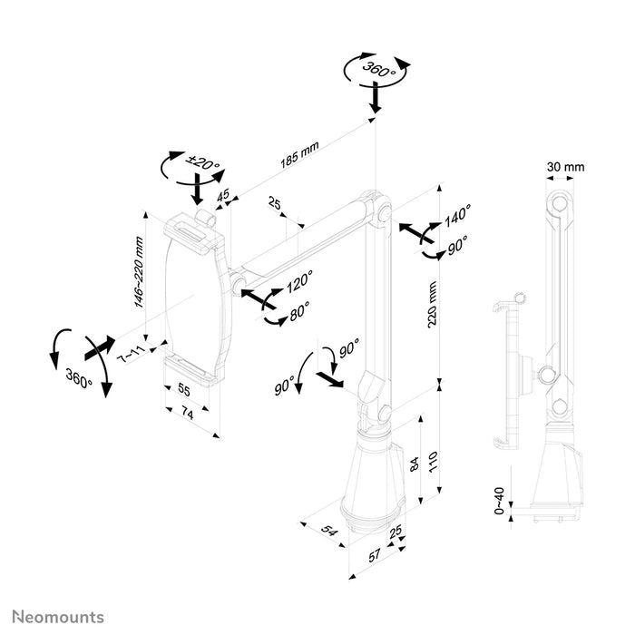 Neomounts TABLET-D100SILVER est un support de bureau universel pour tablette.