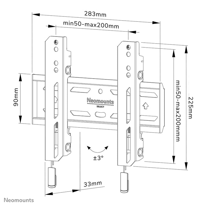 Neomounts WL30S-850BL12 support mural plat pour écrans de 24 à 55 pouces - Noir