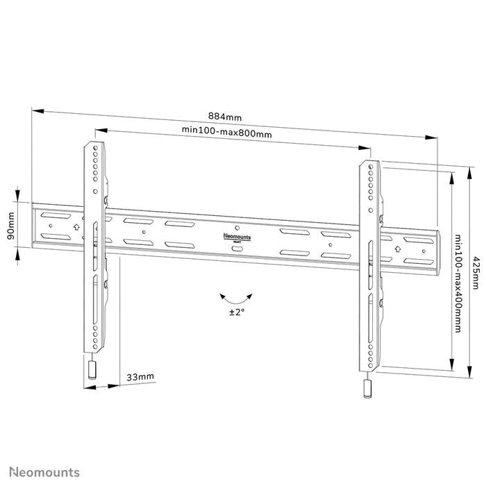 Neomounts WL30S-850BL18 support mural plat pour écrans de 43 à 86 pouces - Noir