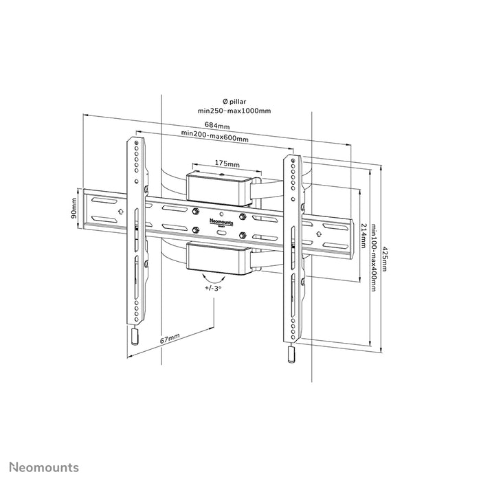 Neomounts WL30S-910BL16 support de pilier plat pour écrans de 40 à 75 pouces - Noir