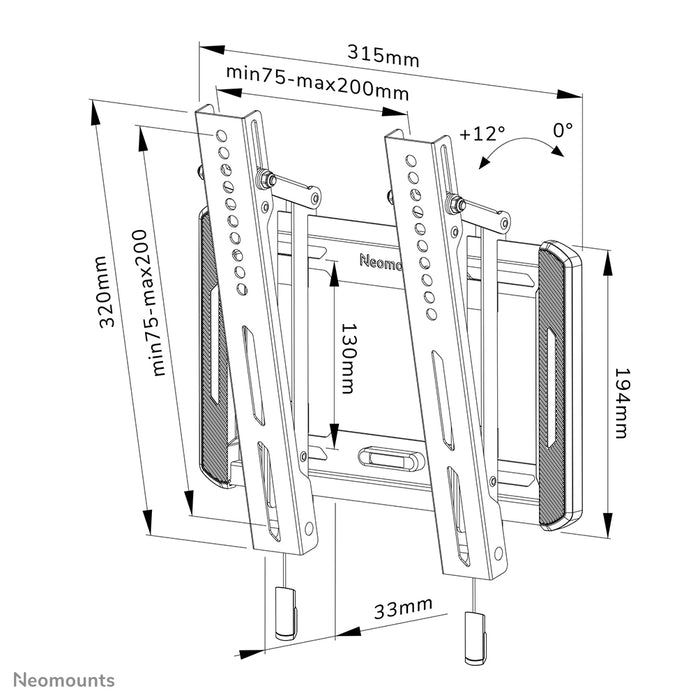 Neomounts WL35-550BL12 support mural inclinable pour écrans de 24 à 55 pouces - Noir