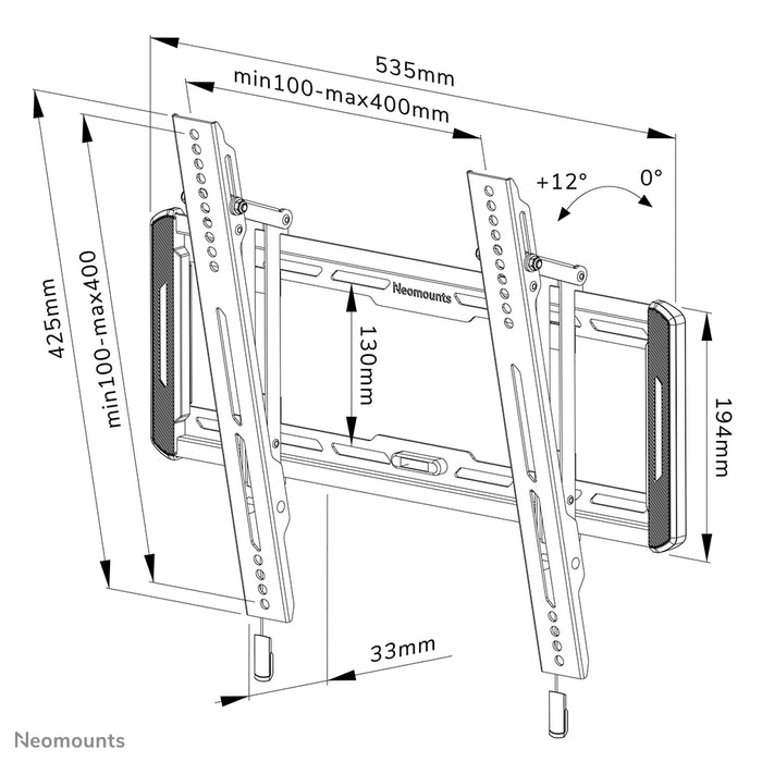 Neomounts WL35-550BL14 support mural inclinable pour écrans de 32 à 65 pouces - Noir