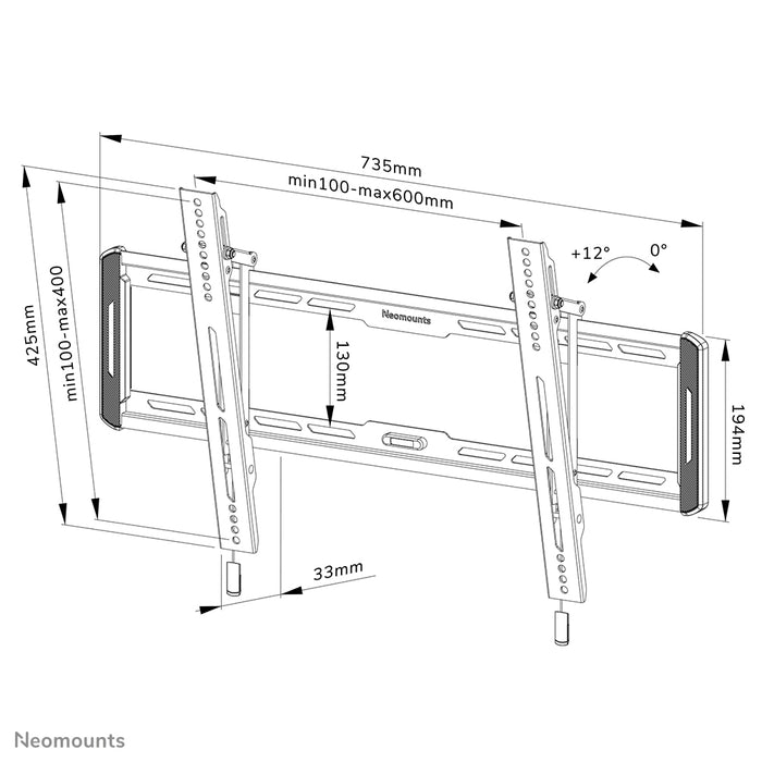 Neomounts WL35-550BL16 support mural inclinable pour écrans de 40 à 75 pouces - Noir