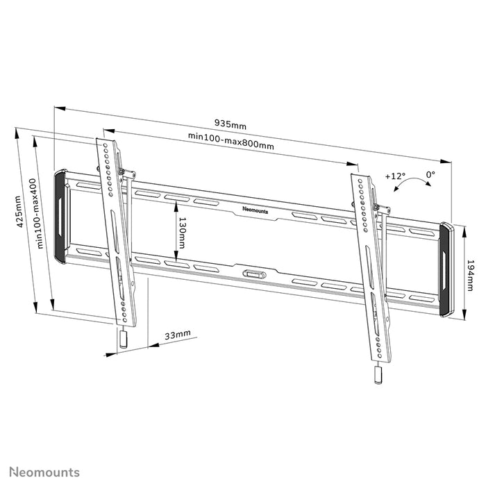 Neomounts WL35-550BL18 support mural inclinable pour écrans de 43 à 86 pouces - Noir