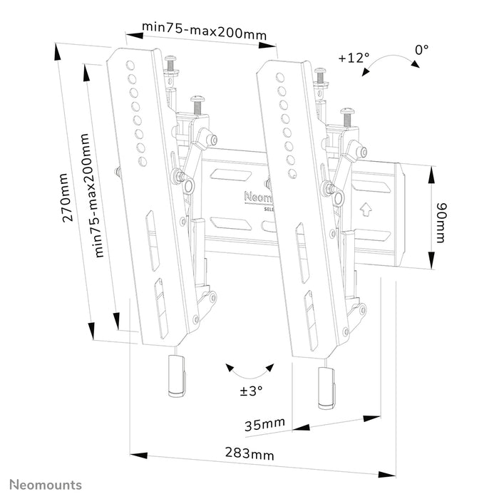 Neomounts WL35S-850BL12 support mural inclinable pour écrans de 24 à 55 pouces - Noir