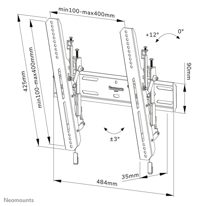 Neomounts WL35S-850BL14 support mural inclinable pour écrans de 32 à 65 pouces - Noir