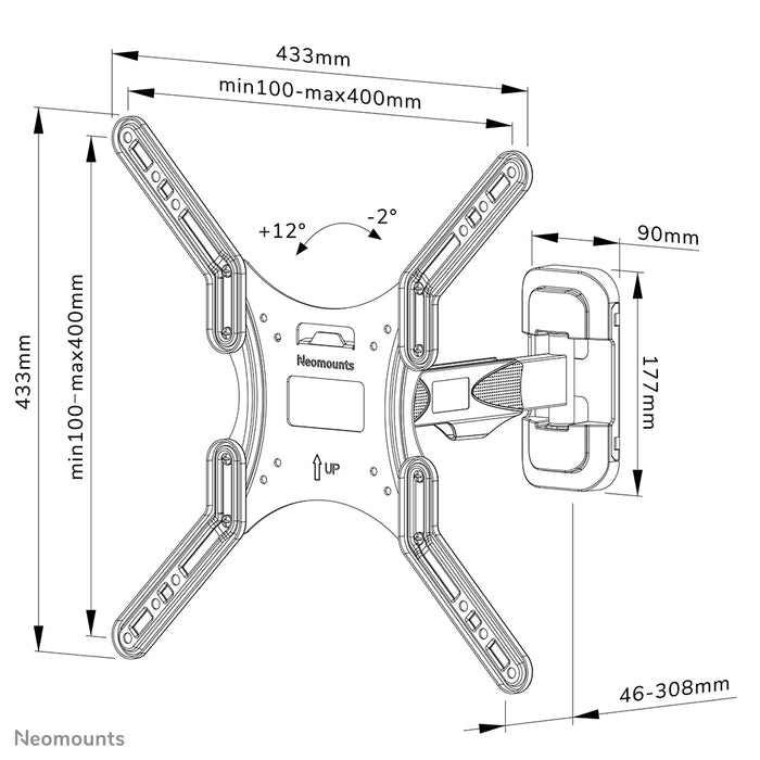 Neomounts WL40-540BL14 support mural articulé complet pour écrans de 32 à 55 pouces - Noir