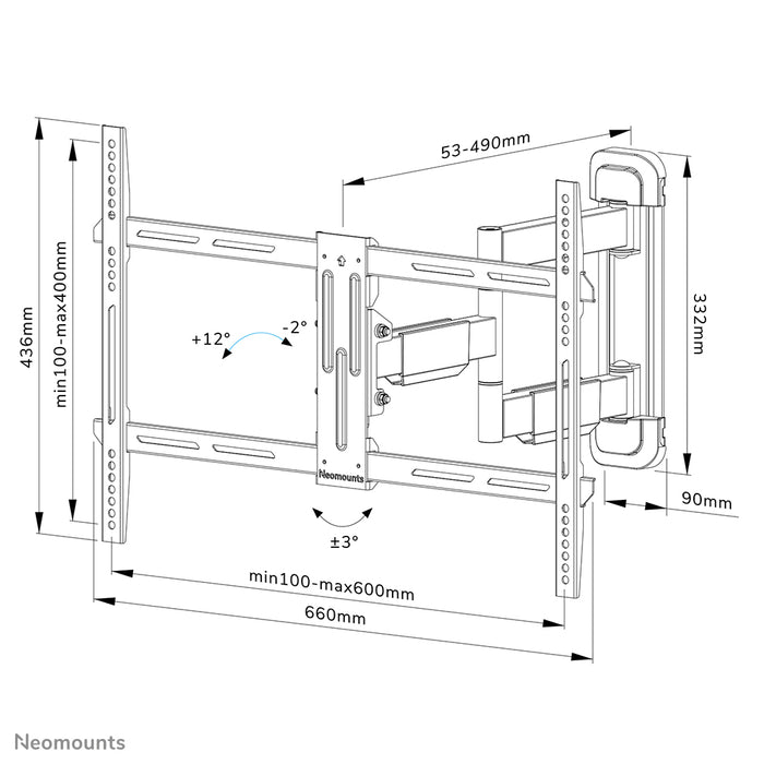 Neomounts WL40-550BL16 support mural articulé pour écrans de 40 à 65 pouces - Noir