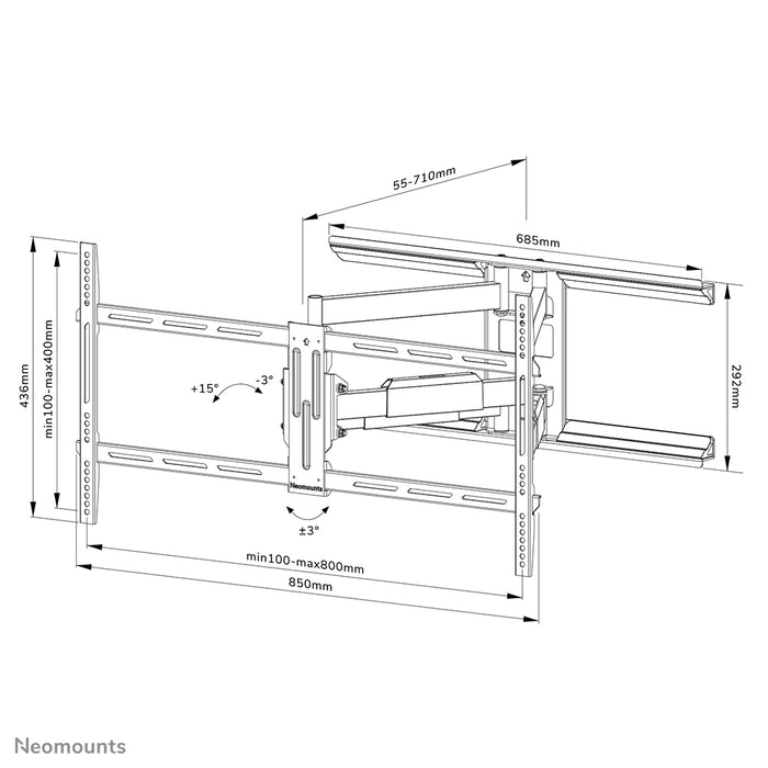 Neomounts WL40-550BL18 support mural articulé complet pour écrans de 43 à 75 pouces - Noir