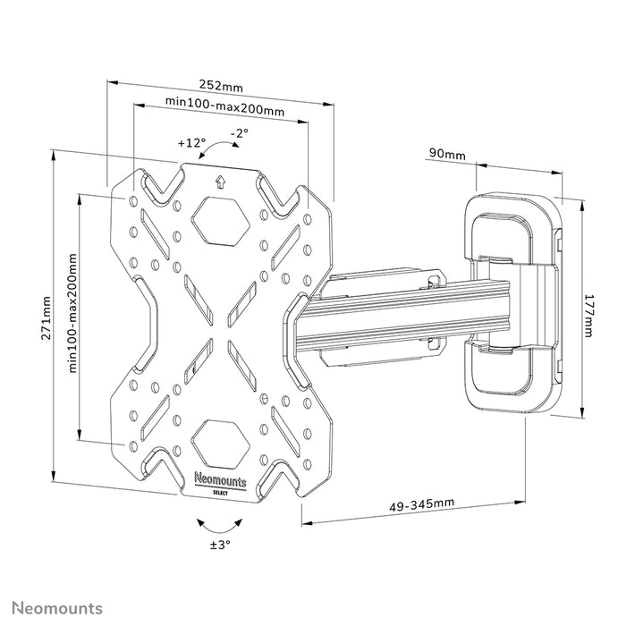 Neomounts WL40S-840BL12 support mural articulé complet pour écrans de 32 à 55 pouces - Noir