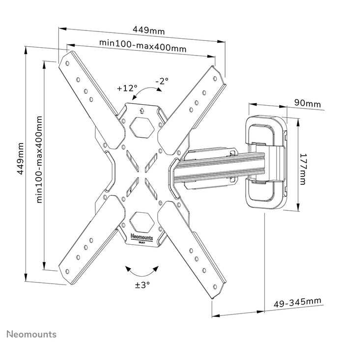 Neomounts WL40S-840BL14 support mural articulé complet pour écrans de 32 à 65 pouces - Noir