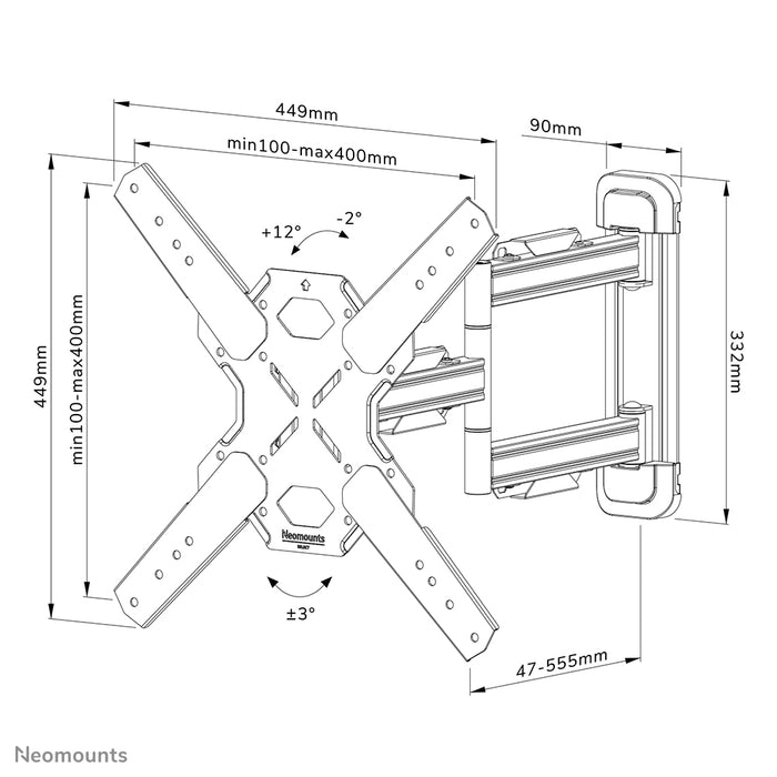 Neomounts WL40S-850BL14 support mural articulé complet pour écrans de 32 à 65 pouces - Noir