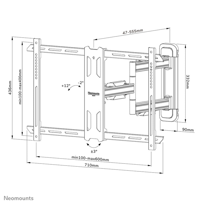 Neomounts WL40S-850BL16 support mural articulé complet pour écrans de 40 à 70 pouces - Noir
