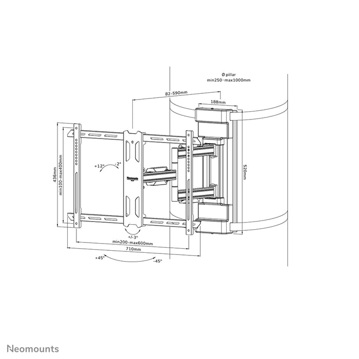Neomounts WL40S-910BL16 support colonne à mouvement complet pour écrans de 40 à 70 pouces - Noir