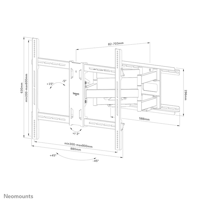 Neomounts WL40S-950BL18 support mural articulé pour écrans de 55 à 110 pouces - Noir
