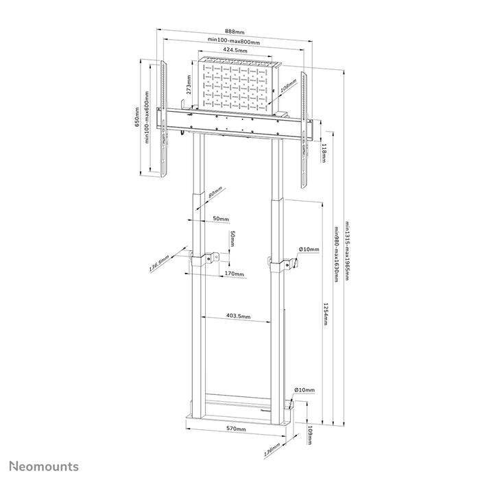Neomounts WL55-875BL1 support mural motorisé pour écrans de 37 à 100 pouces - Noir